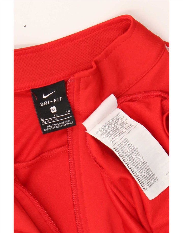 Nike Boys Dri Fit Tracksuit Top Jacket 13-14 Years XL Red Polyester