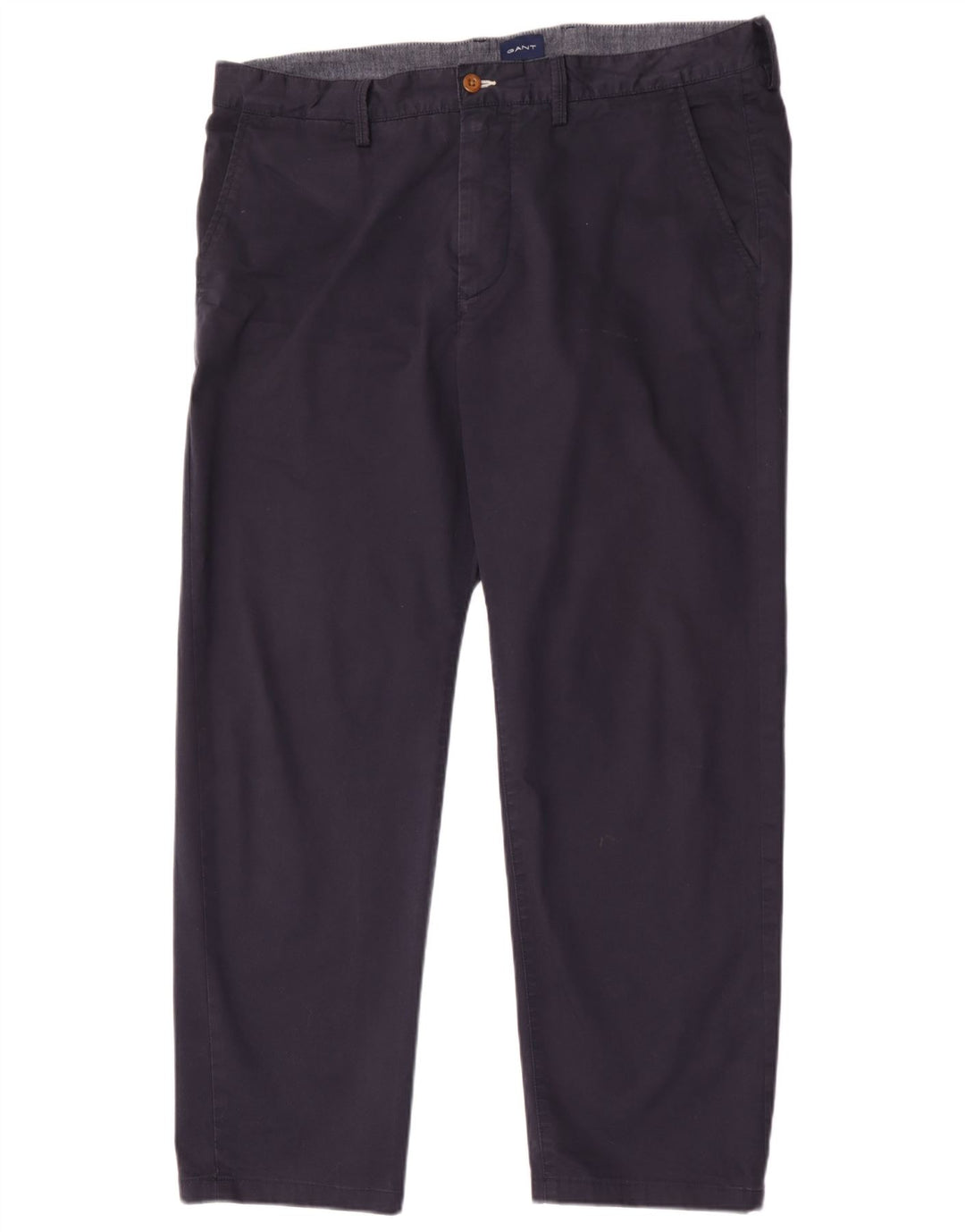 Gant Mens Regular Chino Trousers W38 L30 Navy Blue Cotton