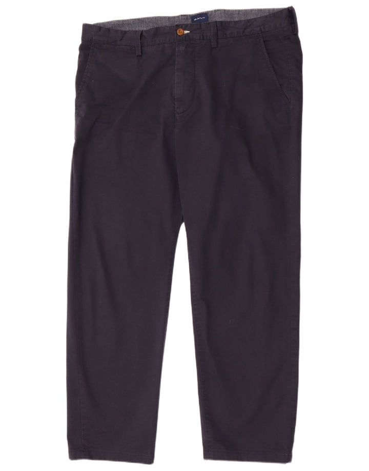 Gant Mens Regular Chino Trousers W38 L30 Navy Blue Cotton