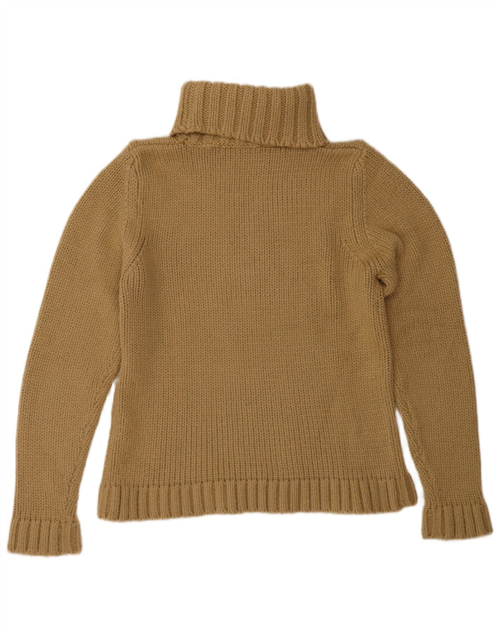 Zara Womens Roll Neck Jumper Sweater UK 14 Large Brown Acrylic