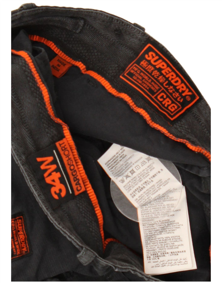 Superdry Mens Cargo Shorts W34 Large Black Cotton