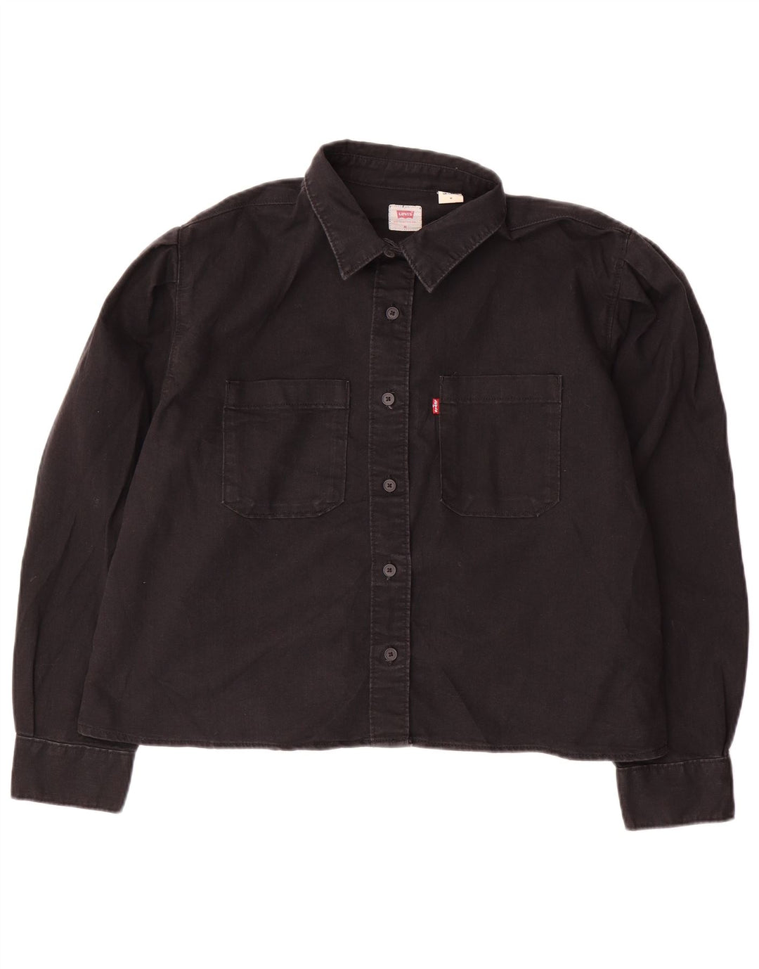 LEVI'S Womens Oversized Denim Shirt UK 14 Medium Black Cotton