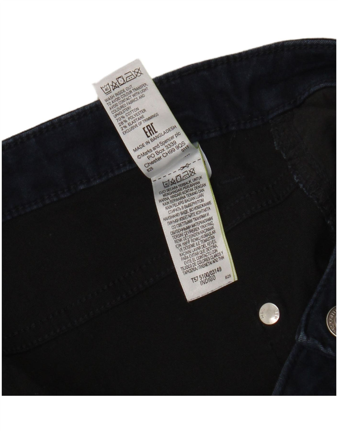 Marks & Spencer Womens Cropped Jeans UK 12 Medium W32 L21 Navy Blue Cotton
