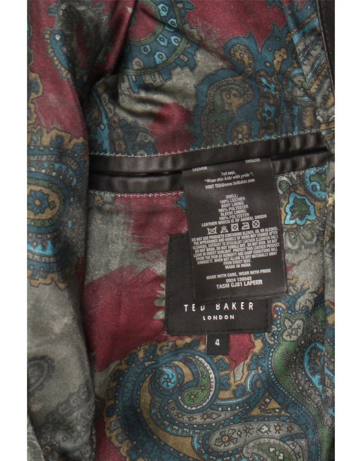 Ted Baker Mens Leather Jacket Size 4 Large Black Leather