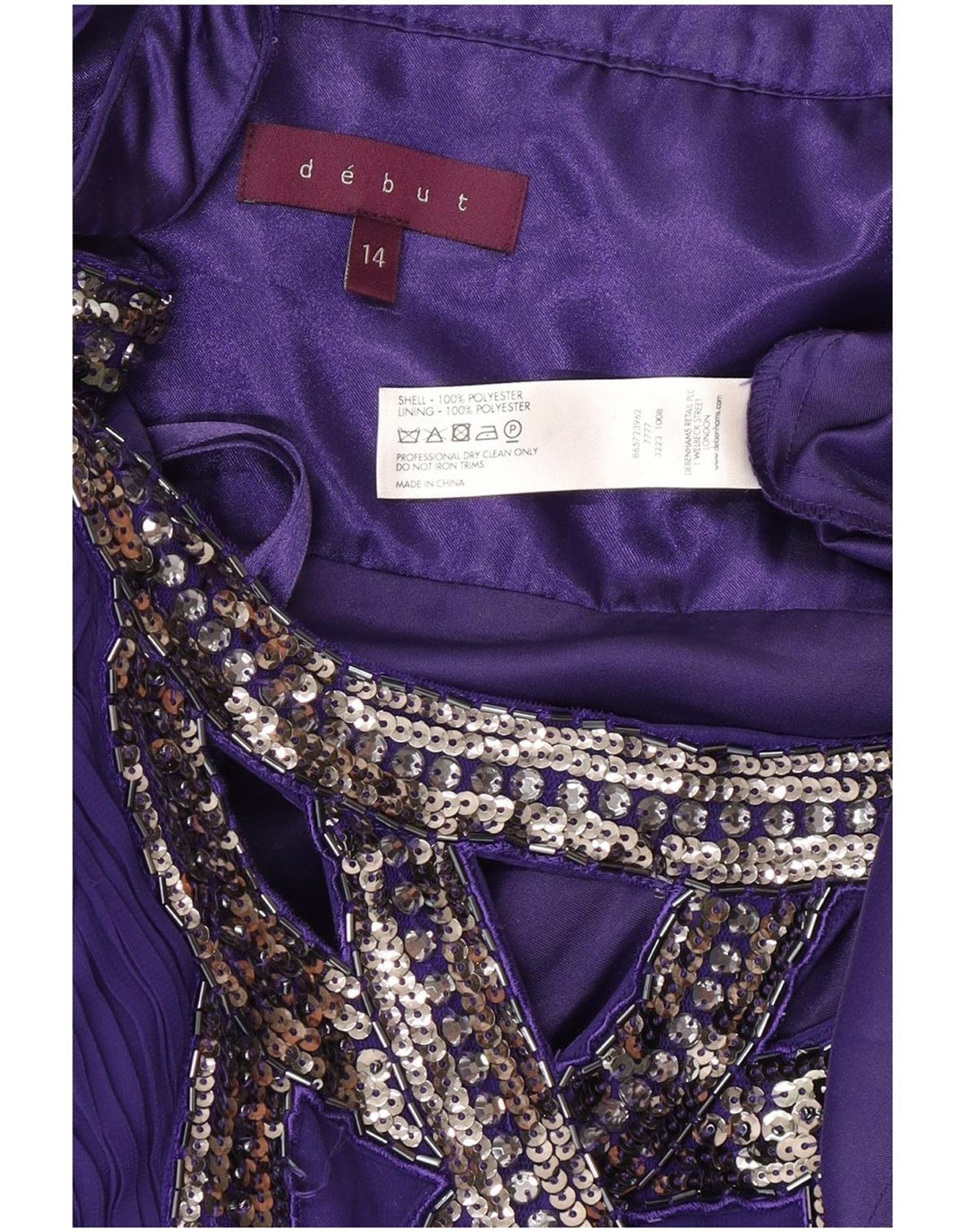 Debut Womens Sleeveless Maxi Dress UK 14 Medium Purple Polyester