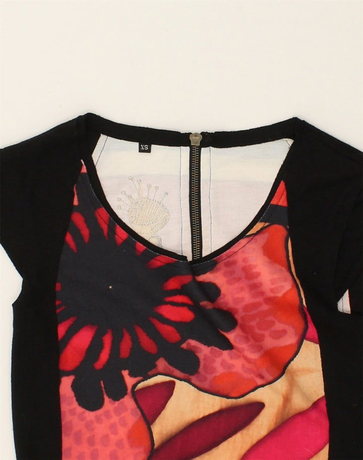 DESIGUAL Womens Sheath Dress UK 6 XS Black Colourblock Polyester | Vintage Desigual | Thrift | Second-Hand Desigual | Used Clothing | Messina Hembry 