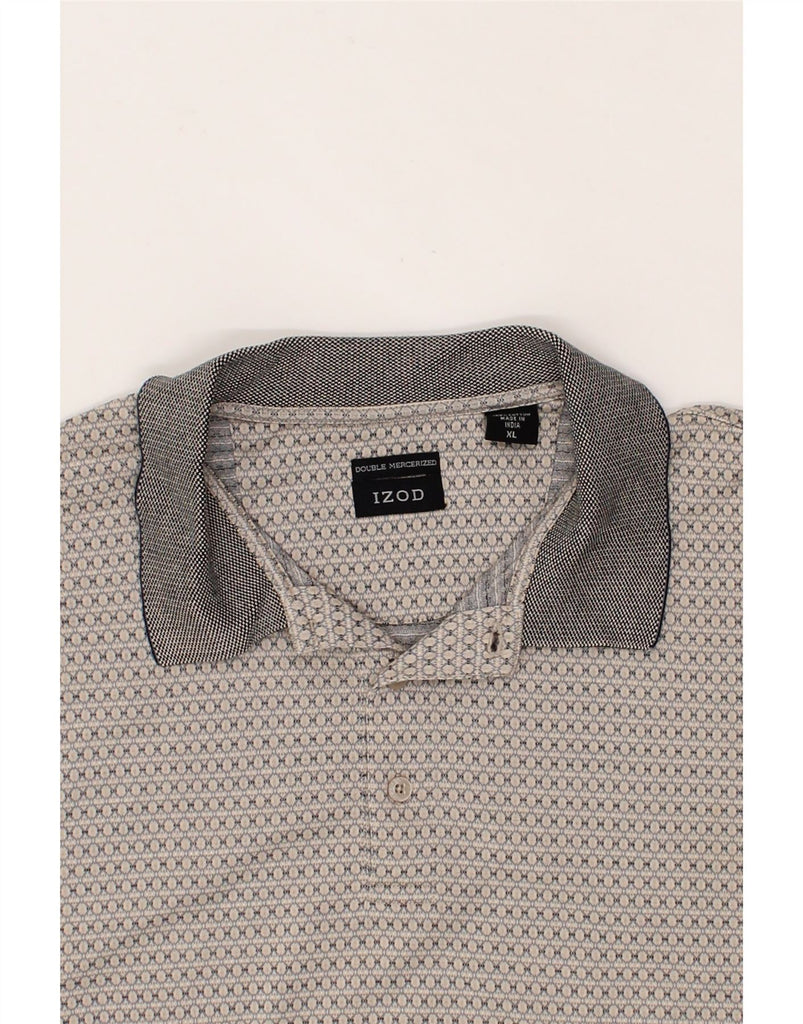 IZOD Mens Polo Shirt XL Grey Geometric Cotton Vintage Izod and Second-Hand Izod from Messina Hembry 