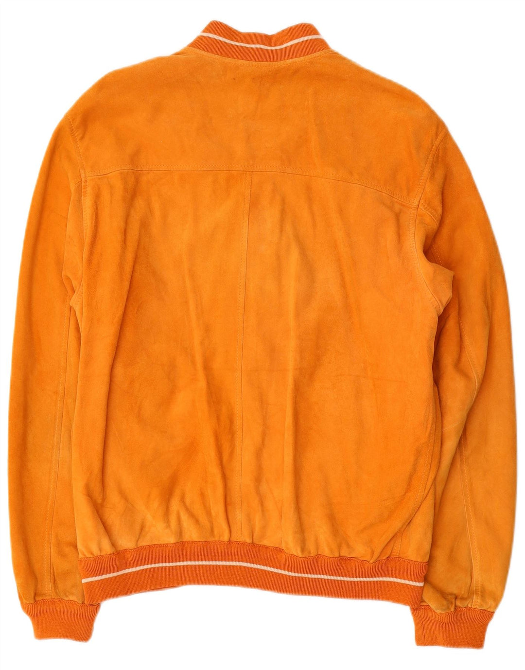 Mabrun Mens Suede Bomber Jacket IT 50 Large Orange Leather