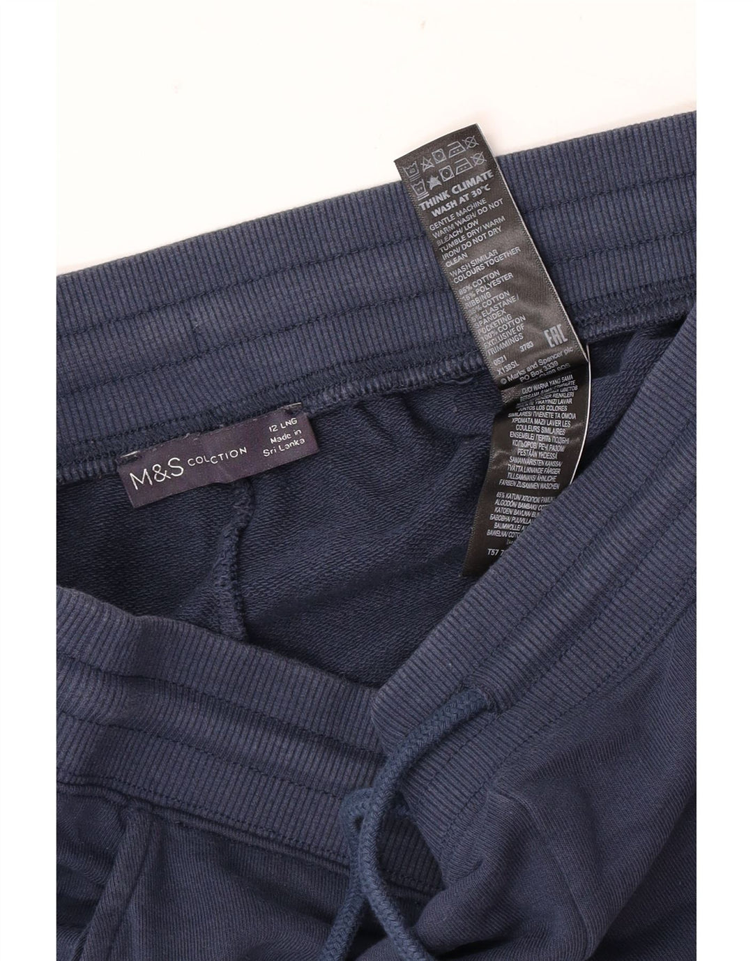 Marks & Spencer Womens Tracksuit Trousers Joggers UK 12 Medium Navy Blue