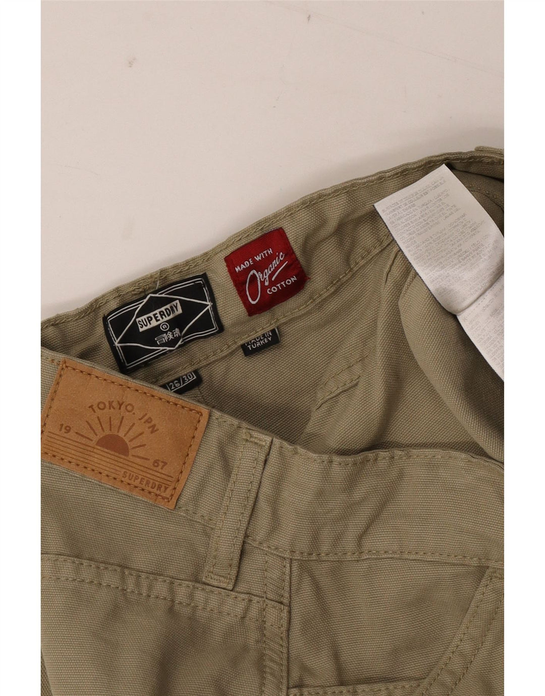Superdry Womens Straight Cargo Trousers W26 L30 Khaki Cotton