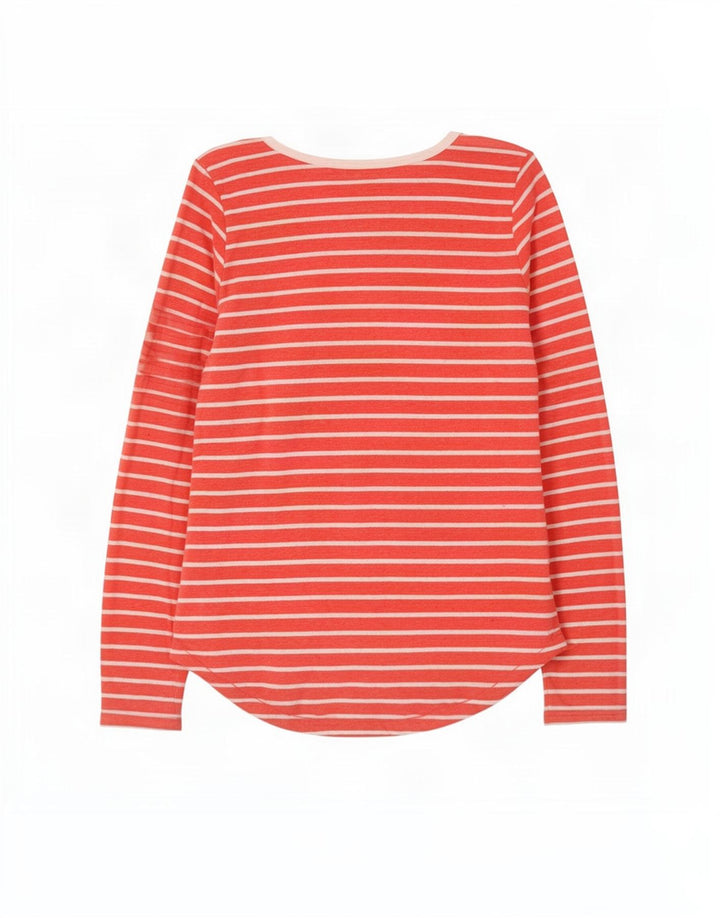 Fat Face Womens Top Long Sleeve UK 12 Medium Orange Striped Cotton