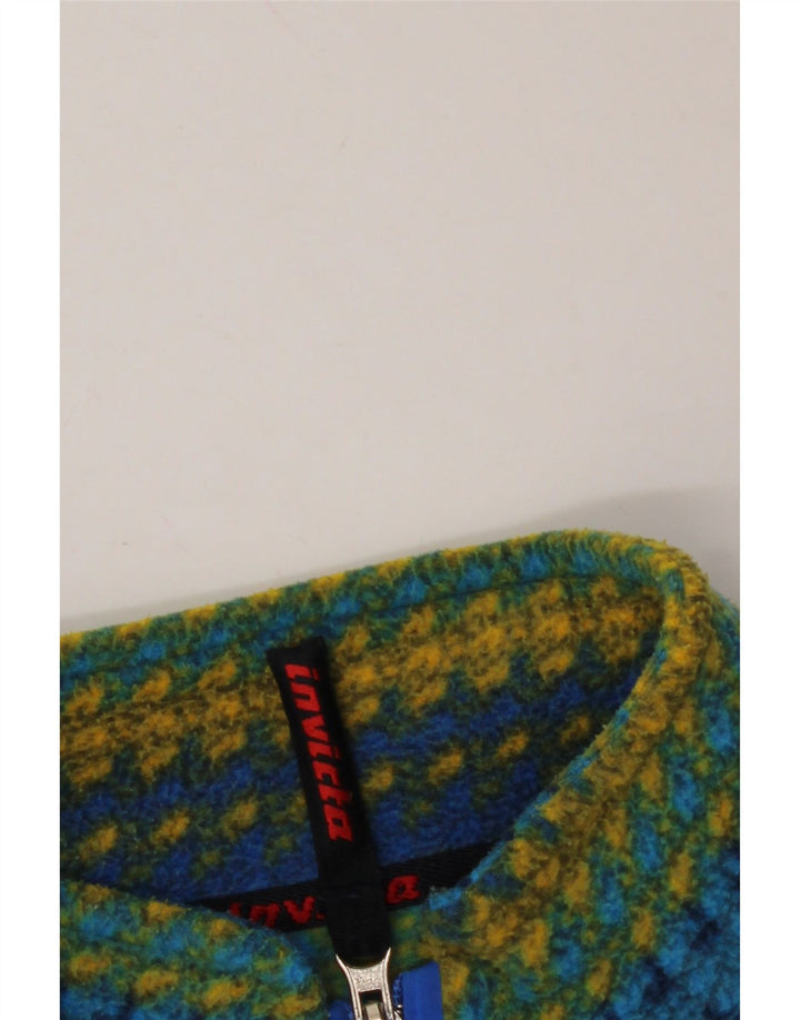 INVICTA Mens Zip Neck Fleece Jumper Large Multicoloured Striped