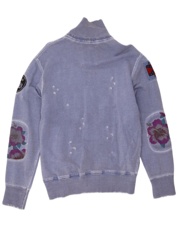 Williams Wilson Mens Muscle Graphic Tracksuit Top Jacket Small Blue Floral
