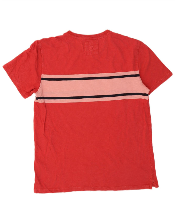 Fat Face Mens T-Shirt Top Large Red Colourblock Cotton