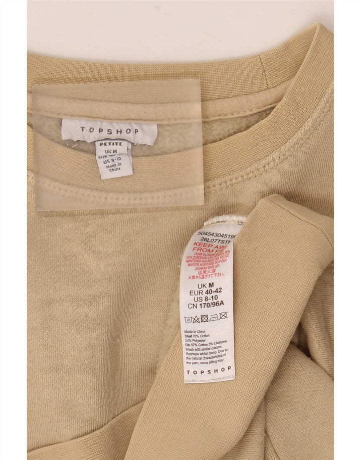 Topshop Womens Oversized Sweatshirt Jumper UK 14 Medium Beige Cotton