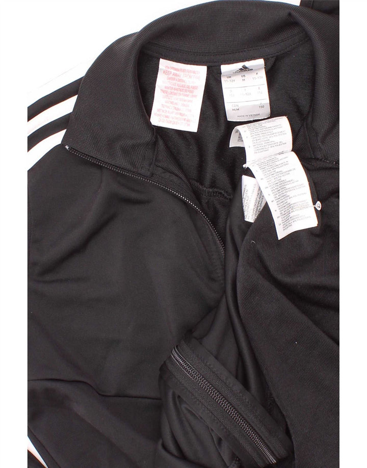 Adidas Boys Tracksuit Top Jacket 11-12 Years Black Polyester