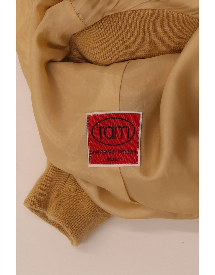 Vintage Mens Suede Bomber Jacket UK 38 Medium Beige