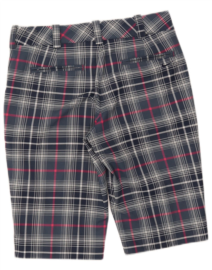 Nike Womens Dri Fit Chino Shorts UK 8 Small W28  Blue Check Polyester