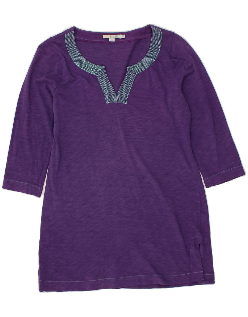 BODEN Womens 3/4 Sleeve Tunic Dress UK 12 Medium Purple Flecked Cotton Vintage Boden and Second-Hand Boden from Messina Hembry 