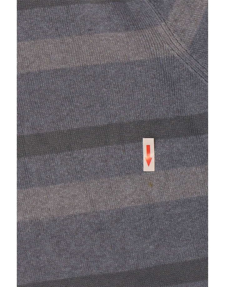 Marks & Spencer Mens Crew Neck Jumper Sweater Large Blue Striped Cotton