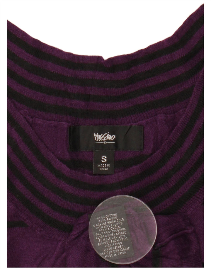 MOSSIMO Womens Blouse Top UK 8 Small Purple Striped Cotton
