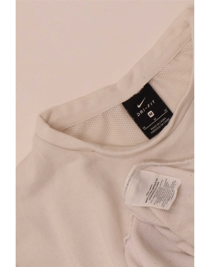 Nike Womens Dri Fit Oversized T-Shirt Top UK 14 Medium White Cotton