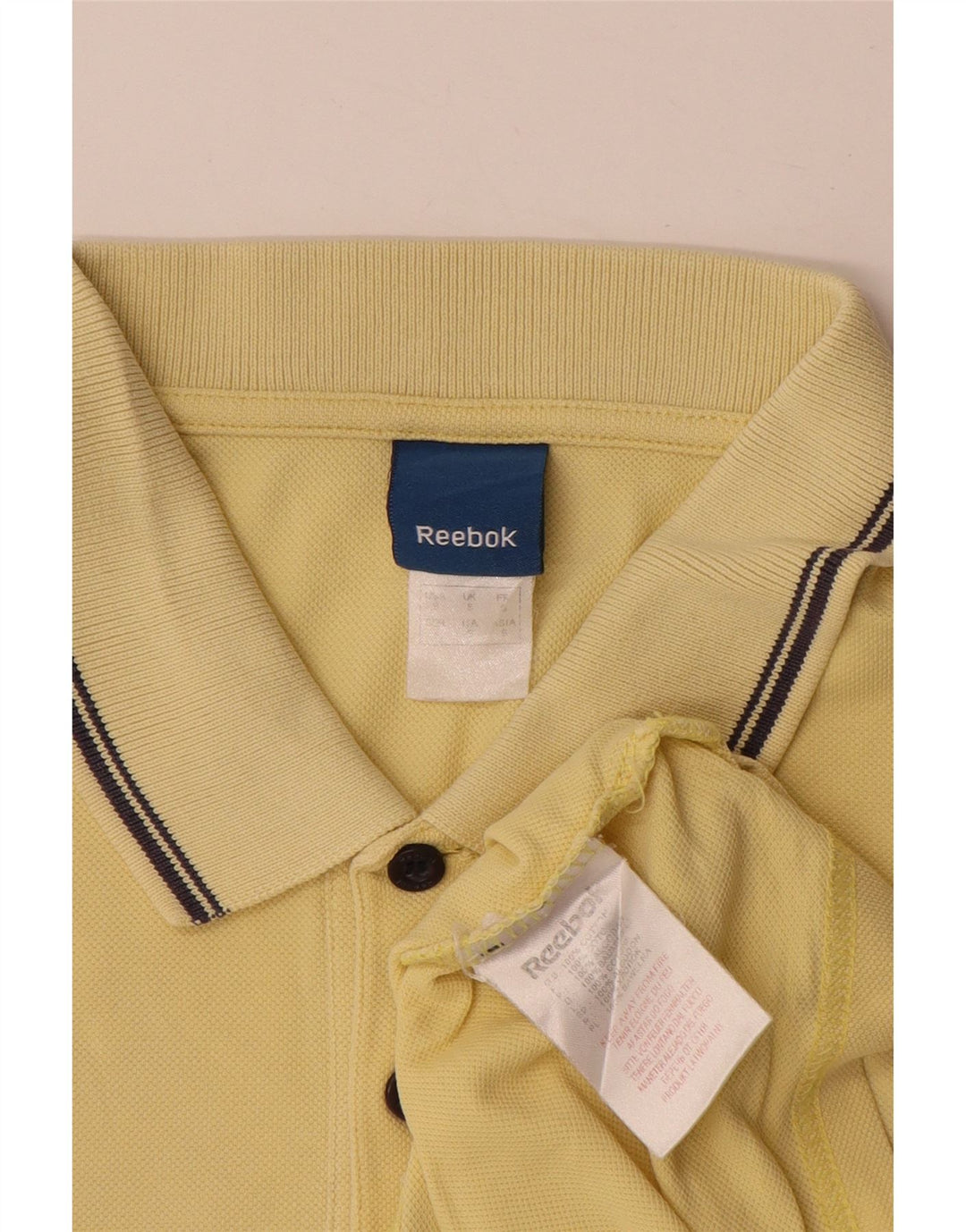 Reebok Mens Polo Shirt Small Yellow Striped Cotton