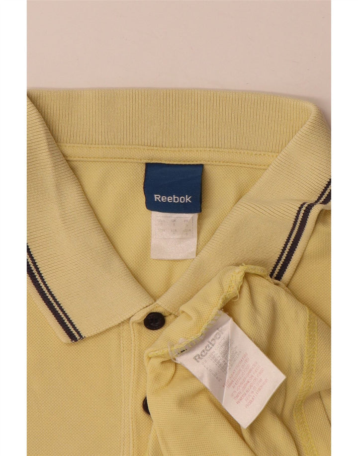 Reebok Mens Polo Shirt Small Yellow Striped Cotton