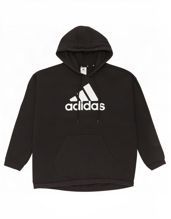 Adidas Womens Graphic Hoodie Jumper UK 16/18 Large Black Cotton