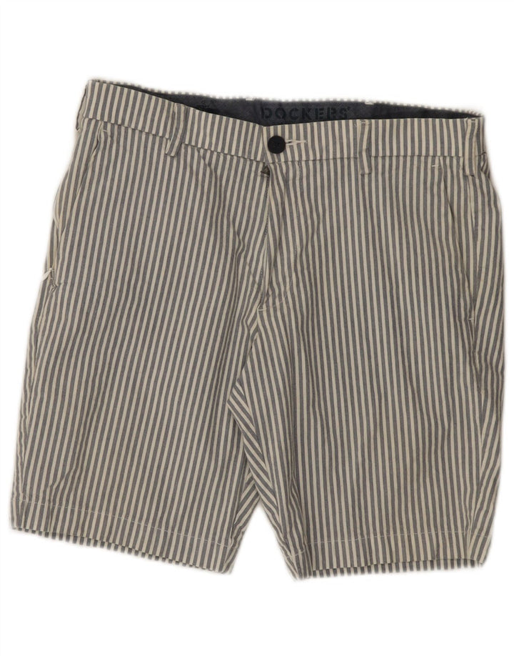 Dockers Mens Chino Shorts W32 Large Grey Striped Cotton