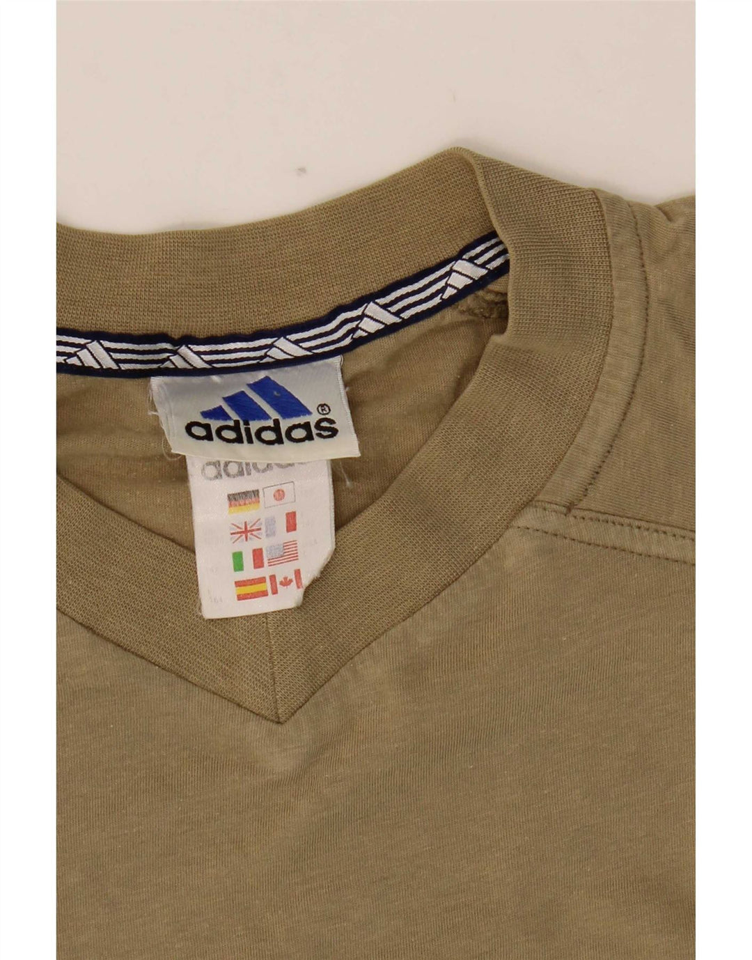Adidas Mens T-Shirt Top Medium Khaki Cotton