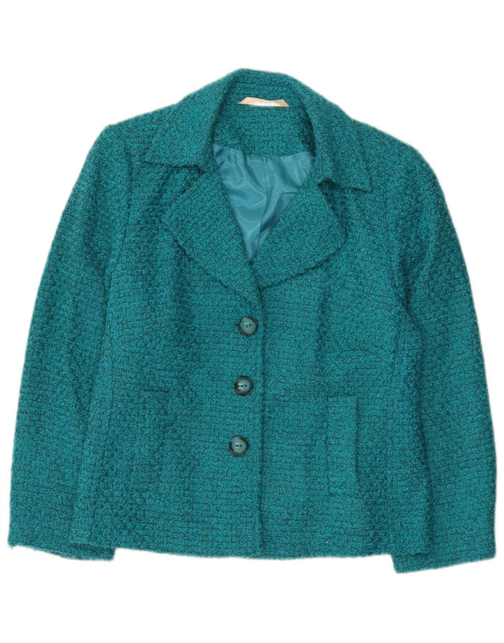 Libra Womens 3 Button Blazer Jacket UK 18 XL Turquoise Acrylic