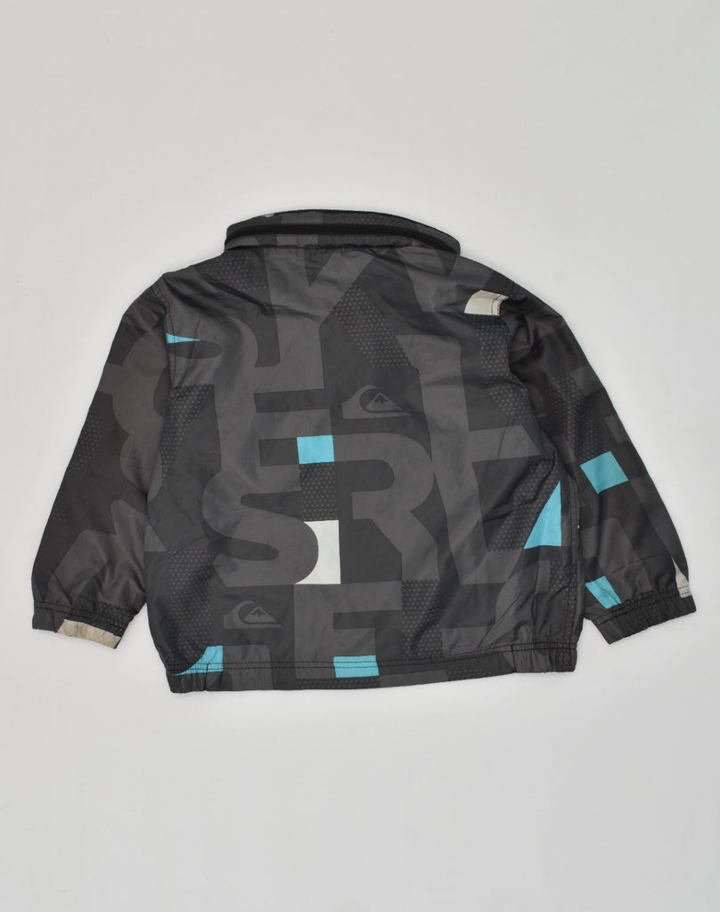 QUIKSILVER Boys Hooded Windbreaker Jacket 4-5 Years Grey Geometric Nylon | Vintage Quiksilver | Thrift | Second-Hand Quiksilver | Used Clothing | Messina Hembry 