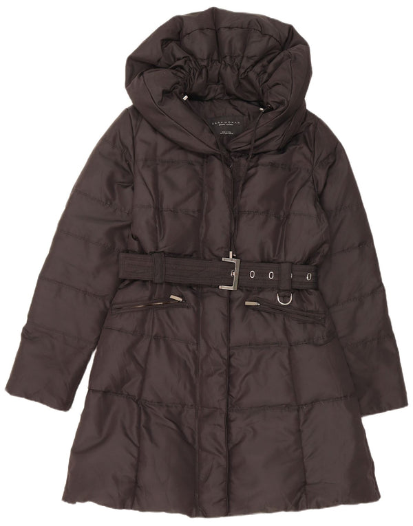 Zara Womens Hooded Padded Coat UK 14 Medium Black