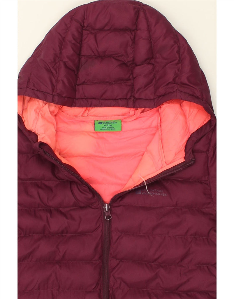 MOUNTAIN WAREHOUSE Girls Hooded Padded Jacket 11-12 Years Maroon Nylon | Vintage Mountain Warehouse | Thrift | Second-Hand Mountain Warehouse | Used Clothing | Messina Hembry 