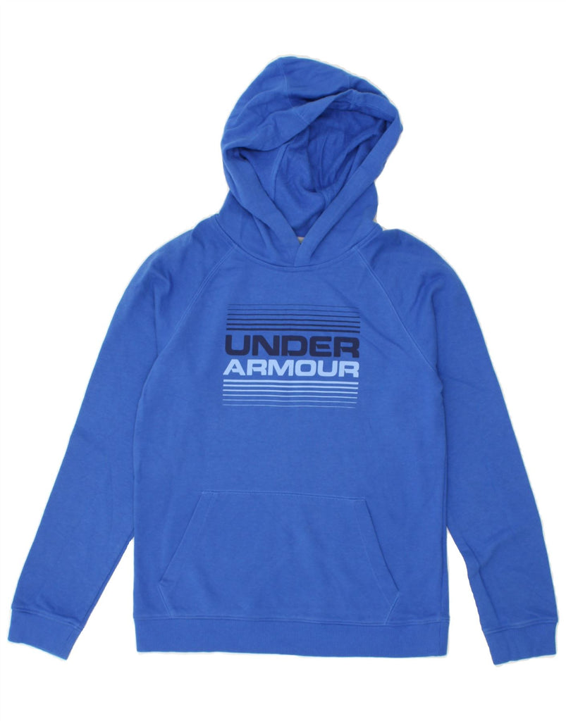 UNDER ARMOUR Boys Graphic Hoodie Jumper 10-11 Years Large Blue Cotton | Vintage Under Armour | Thrift | Second-Hand Under Armour | Used Clothing | Messina Hembry 