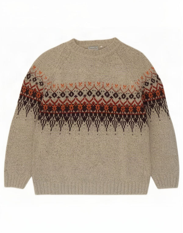 Tailor & Son Womens Boat Neck Jumper Sweater UK 16 Large Grey Fair Isle