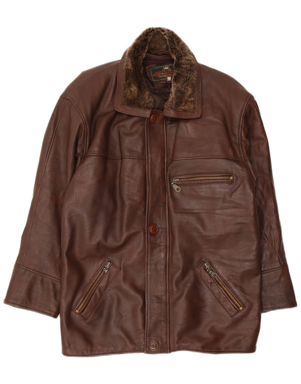 Vintage Mens Leather Jacket UK 44 2XL Brown Leather