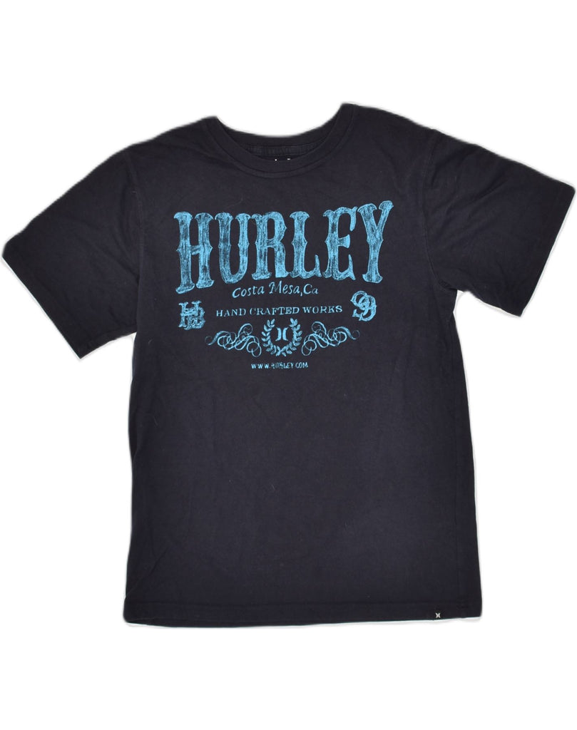 HURLEY Womens Graphic T-Shirt Top UK 14 Large Navy Blue Cotton | Vintage Hurley | Thrift | Second-Hand Hurley | Used Clothing | Messina Hembry 