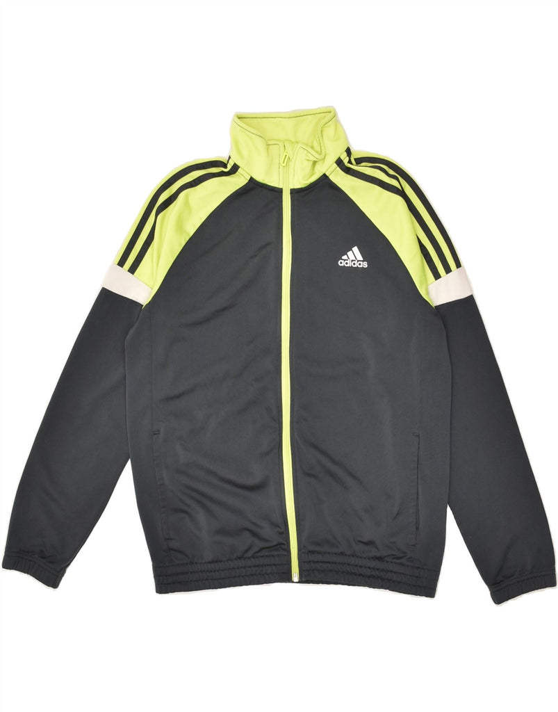 ADIDAS Boys Tracksuit Top Jacket 13-14 Years Black Colourblock Polyester | Vintage Adidas | Thrift | Second-Hand Adidas | Used Clothing | Messina Hembry 