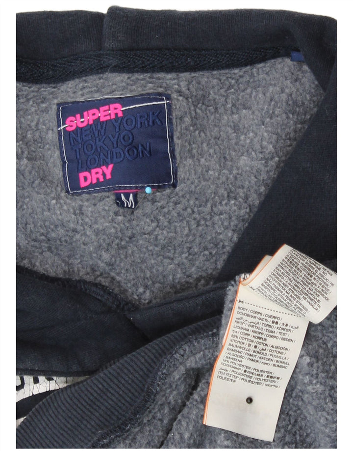 Superdry Womens Graphic Oversized Hoodie Jumper UK 14 Medium Navy Blue