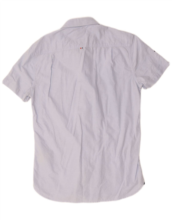 Superdry Mens Short Sleeve Shirt Medium Blue Cotton