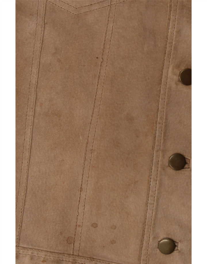 NANI BON Mens Bomber Suede Jacket UK 38 Medium Beige Leather