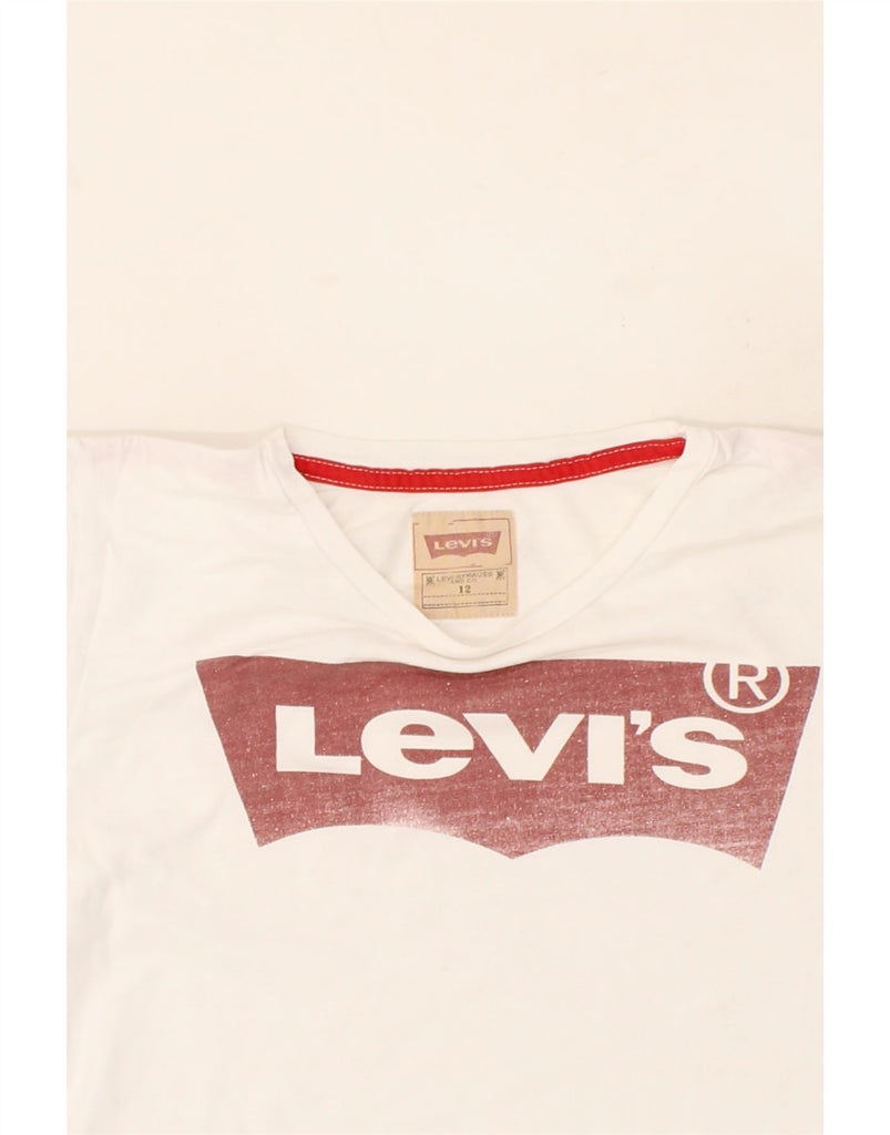 LEVI'S Girls Graphic T-Shirt Top 11-12 Years White Vintage Levi's and Second-Hand Levi's from Messina Hembry 