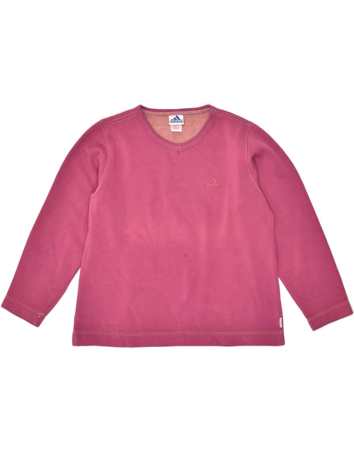 ADIDAS Womens Sweatshirt Jumper UK 14 Large Pink Cotton Vintage Adidas and Second-Hand Adidas from Messina Hembry 