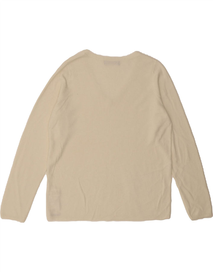 MARKS & SPENCER Womens V-Neck Jumper Sweater UK 18 XL White Acrylic Vintage Marks & Spencer and Second-Hand Marks & Spencer from Messina Hembry 