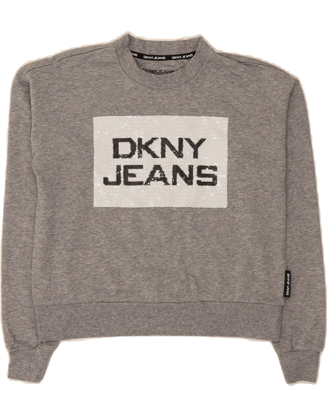 DKNY Womens Oversized Graphic Sweatshirt Jumper UK 2 2XS Grey Vintage Dkny and Second-Hand Dkny from Messina Hembry 