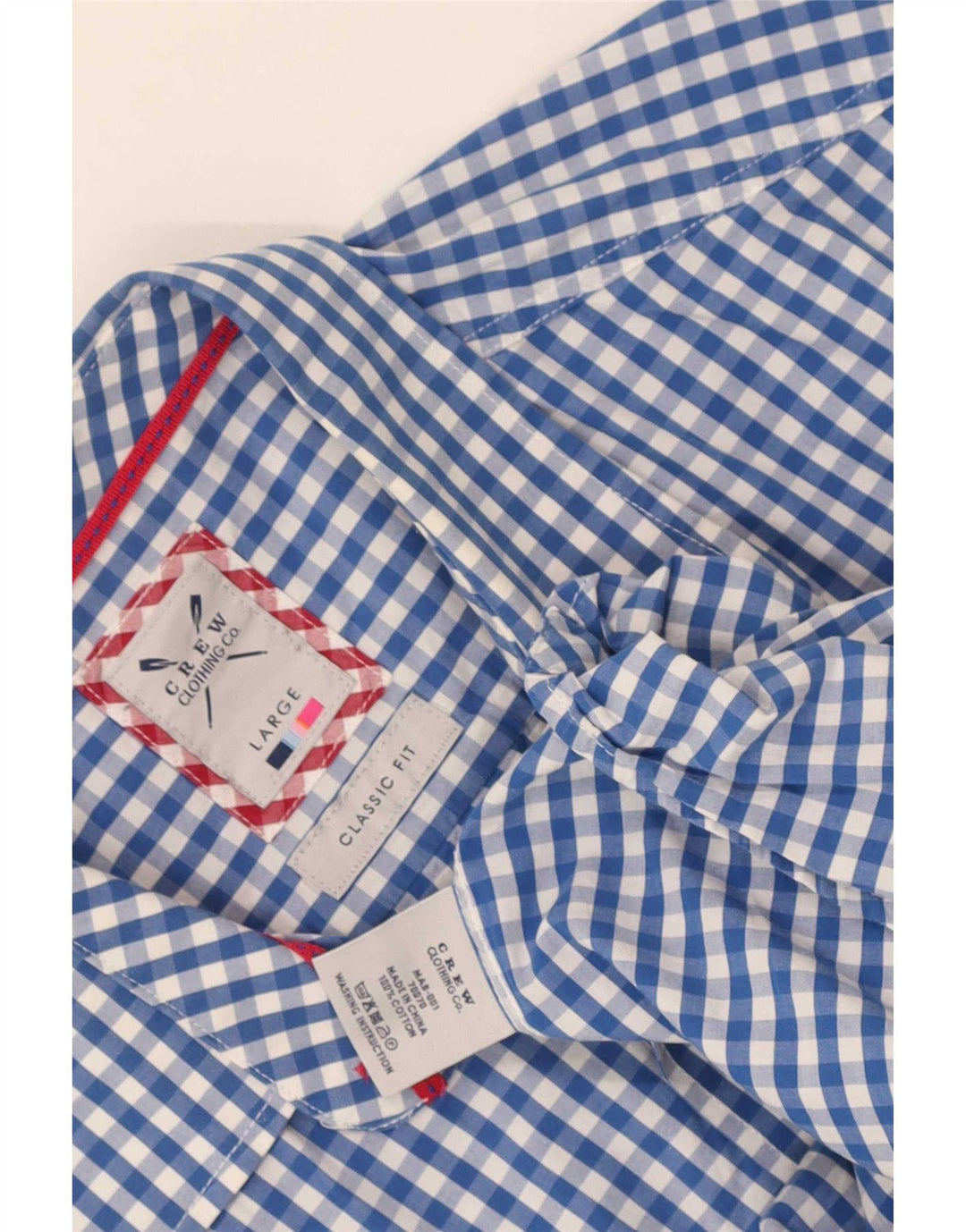 Crew Clothing Mens Classic Fit Shirt Large Blue Gingham Cotton