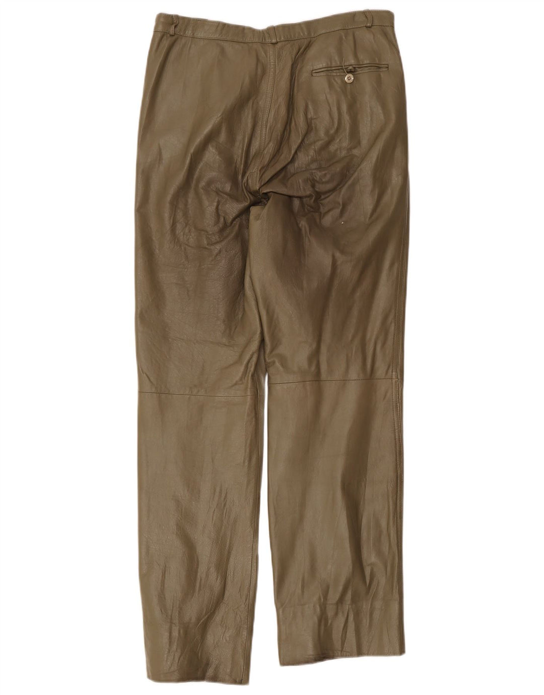 Sperry Womens Straight Leather Trousers W32 L29 Khaki