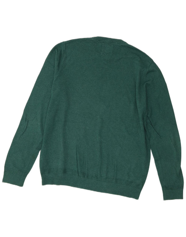 Fat Face Mens Regular Fit Crew Neck Jumper Sweater Large Green Cotton
